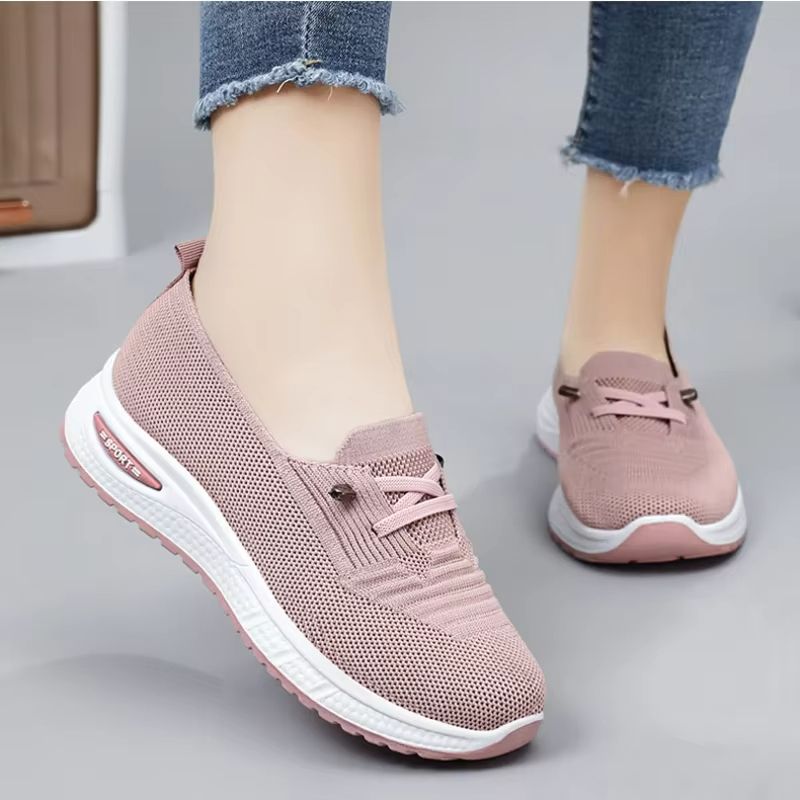 BreezeWalk Women's Breathable Pink Fitness Sneakers