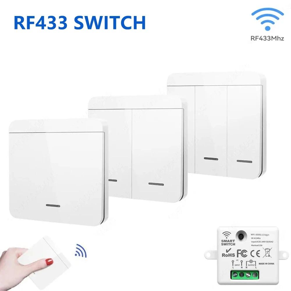 RF 433MHz Wireless Light Switch Receiver and Wall Panel Controller