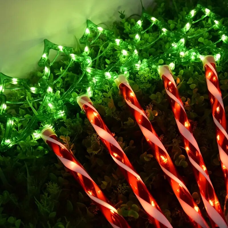 Outdoor Waterproof Solar Candy Christmas Tree Lights, LED Lawn Lamp Decoration, Garden Yard Stake Lights for Holiday