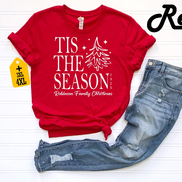 Tis The Season Christmas Shirt Personalized Family Matching Xmas Tree Holiday Tee