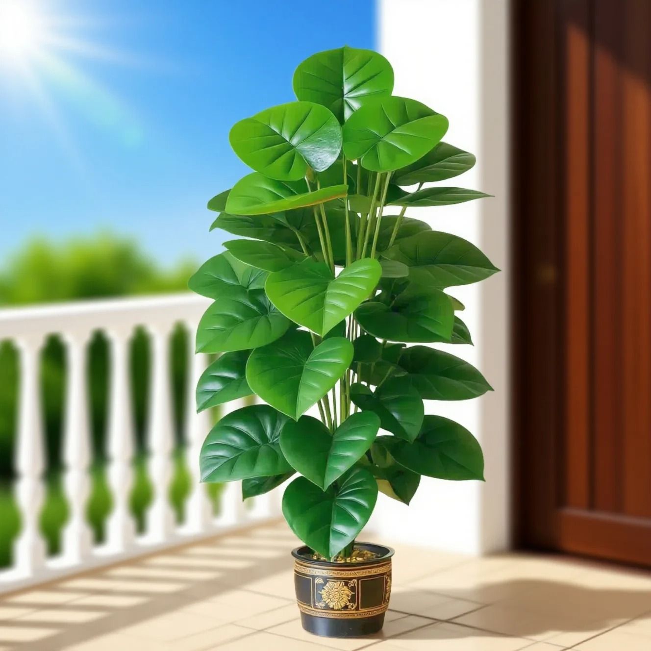 Large Artificial Pothos Plant in Pot with 24 Leaves Indoor Outdoor Faux Greenery