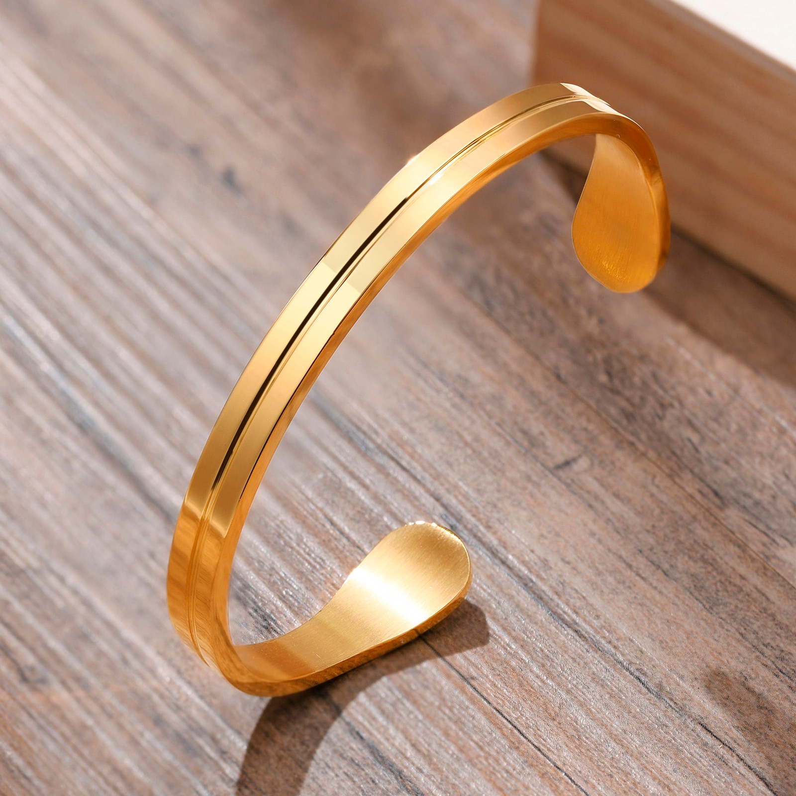 Stainless Steel Men's Thin Cuff Bracelet: Stylish Boyfriend Gift, Father's Day Present