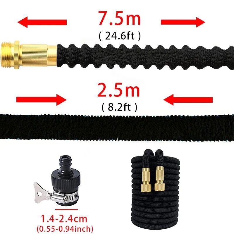 Expandable Garden Water Hose Reel with High Pressure Flexible Watering Pipe