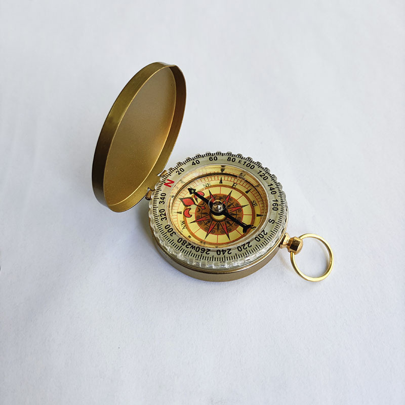 Flip Up Outdoor Compass with Luminous Dial and Pocket Watch Design