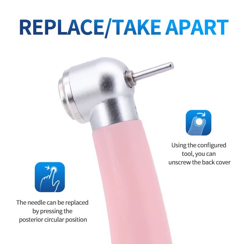 Pink Precision Dental Handpiece – High-Speed Ceramic Bearing Tool with LED Light and Water Spray