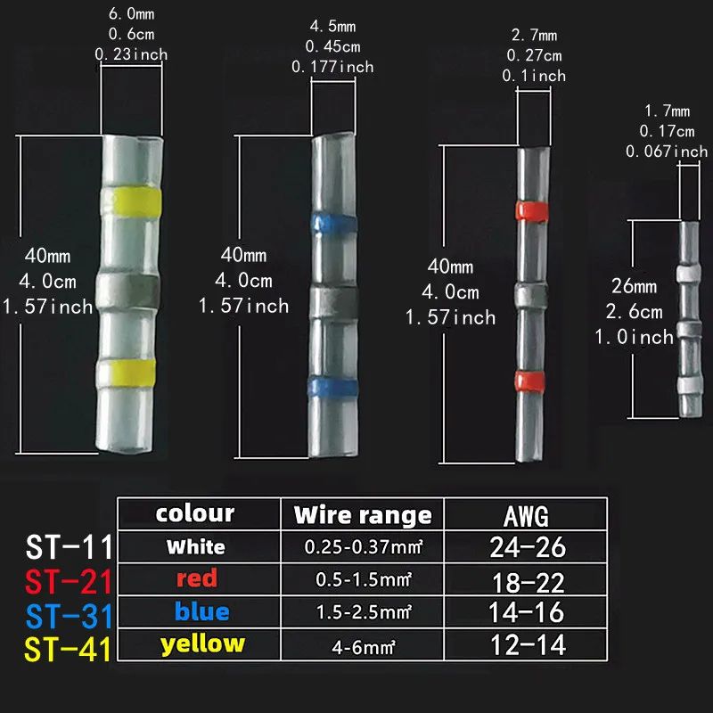 Waterproof Heat Shrink Solder Connector Terminals for Electrical Wiring