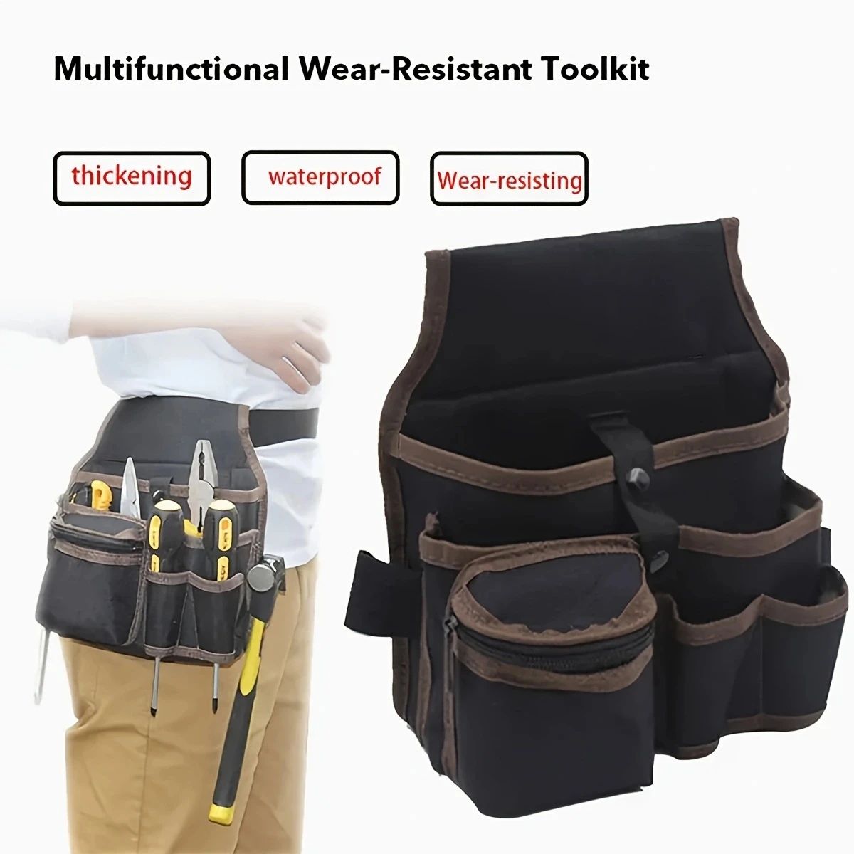 Compact Multi-Purpose Electrician Tool Bag - Waist-Mounted Maintenance Pouch