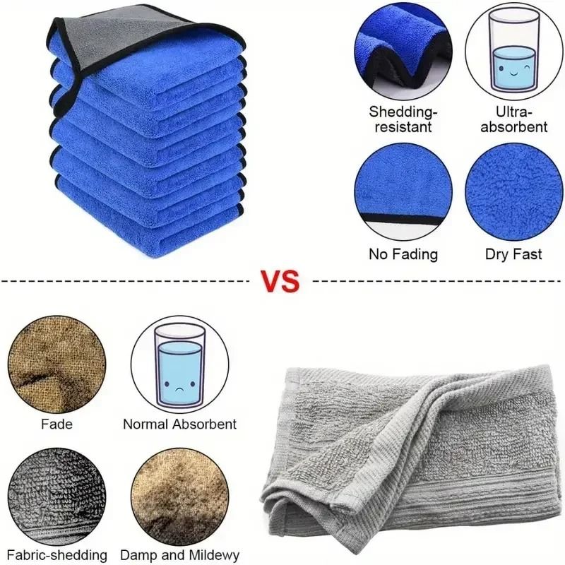 500GSM Microfiber Car Washing Towel Double Layer Quick Dry Cloth