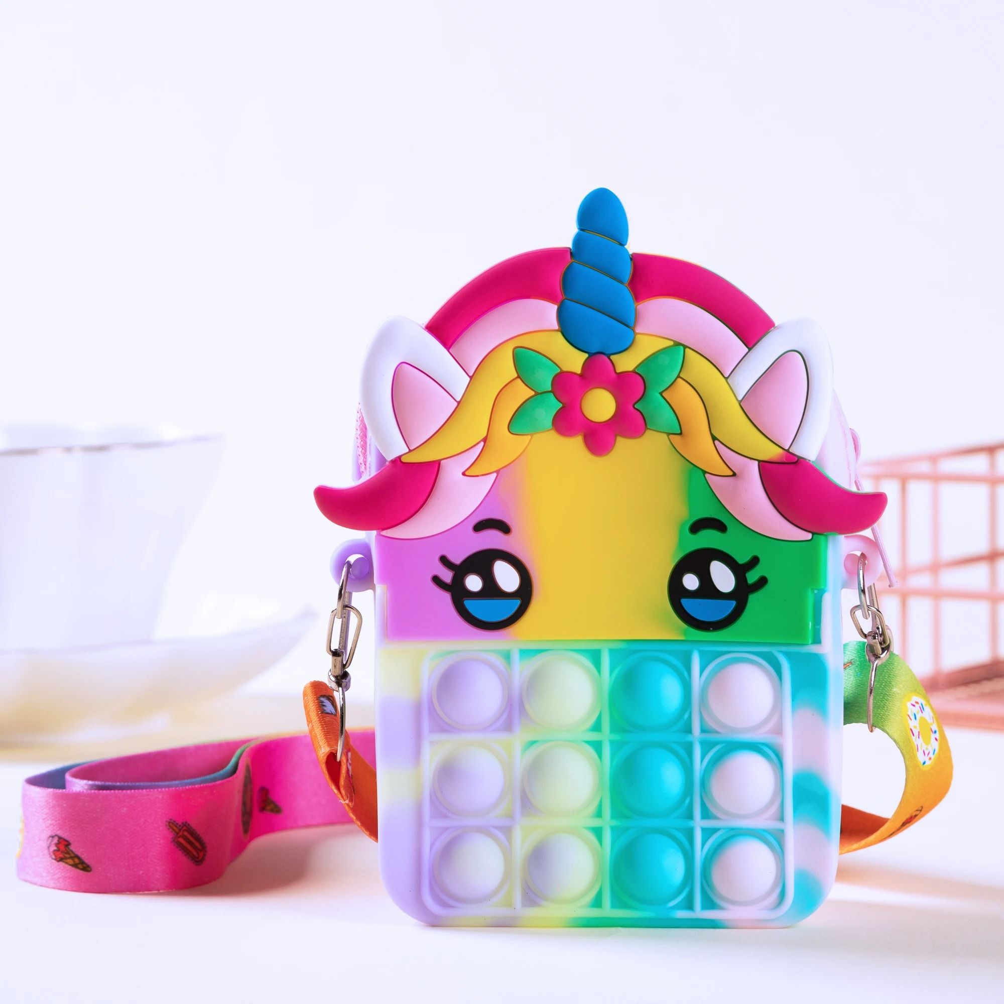 Pop Purse Silicone Sensory Push Pop Bubble Bag, Cute Crossbody Coin Pouch for Kids
