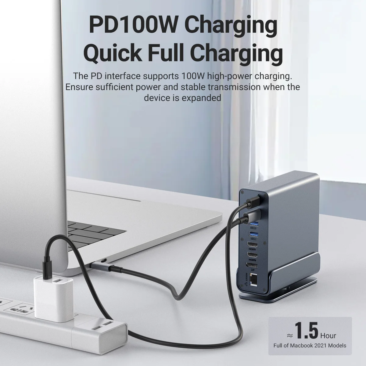 15 in 1 USB C Hub Docking Station, Multi Port Type C, HDMI, 3 USB 3.0, Ethernet, SD TF Reader