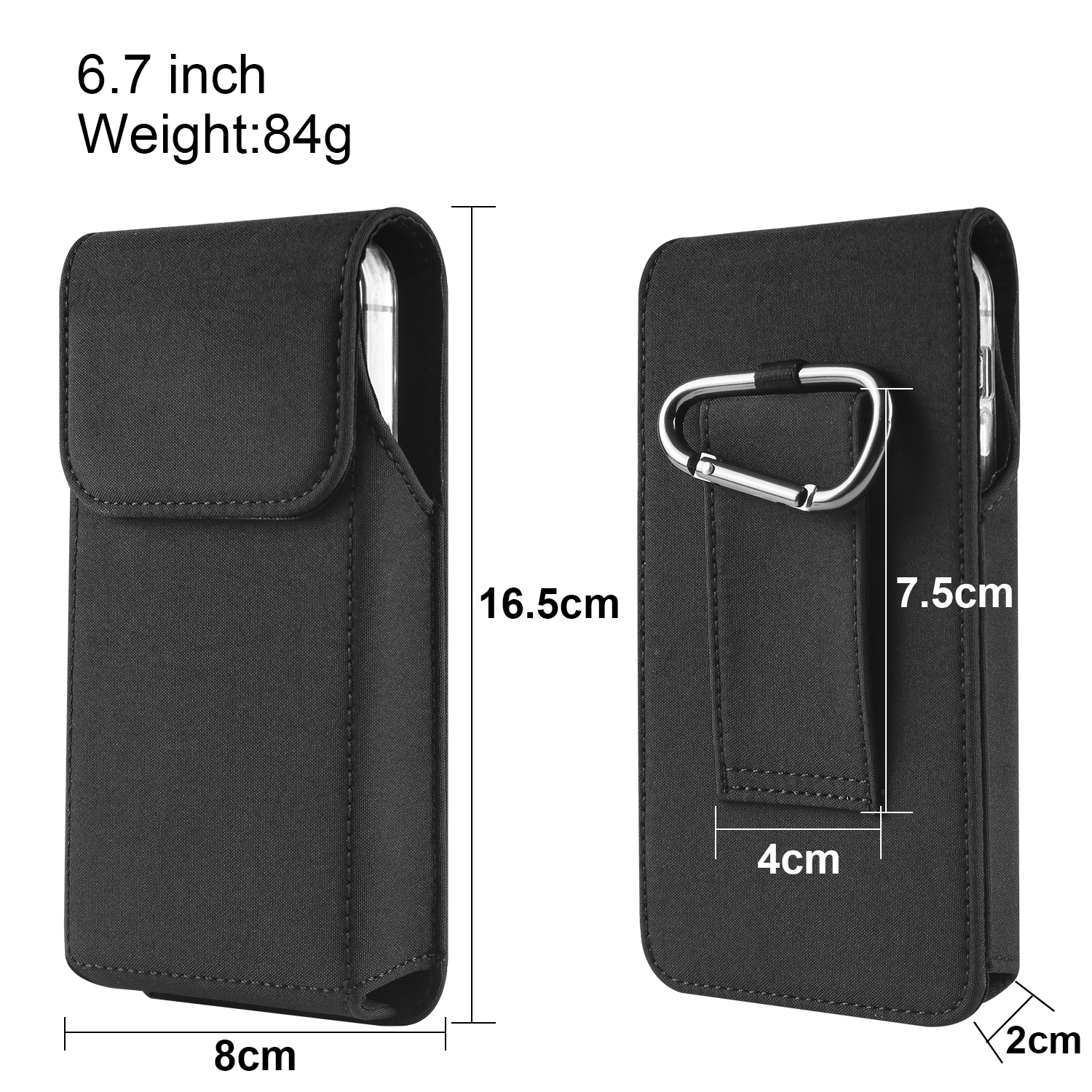 Universal Rugged Nylon Phone Holster with Secure Belt Clip and Loop