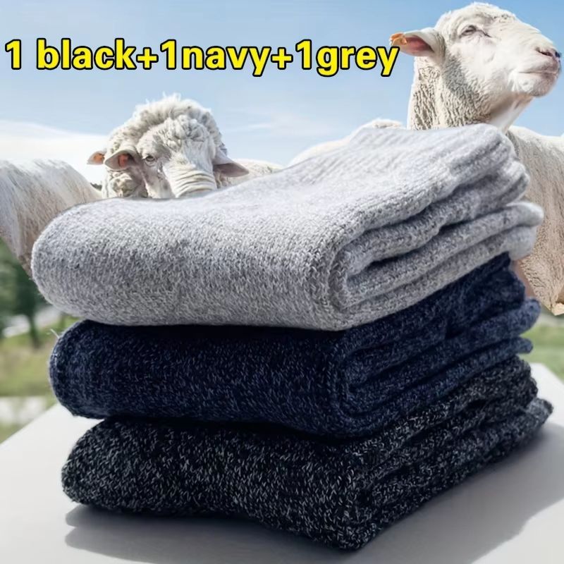 Men's Thick Thermal Socks Mid Calf Warm Cushion Boot Socks 3 to 5 Pairs