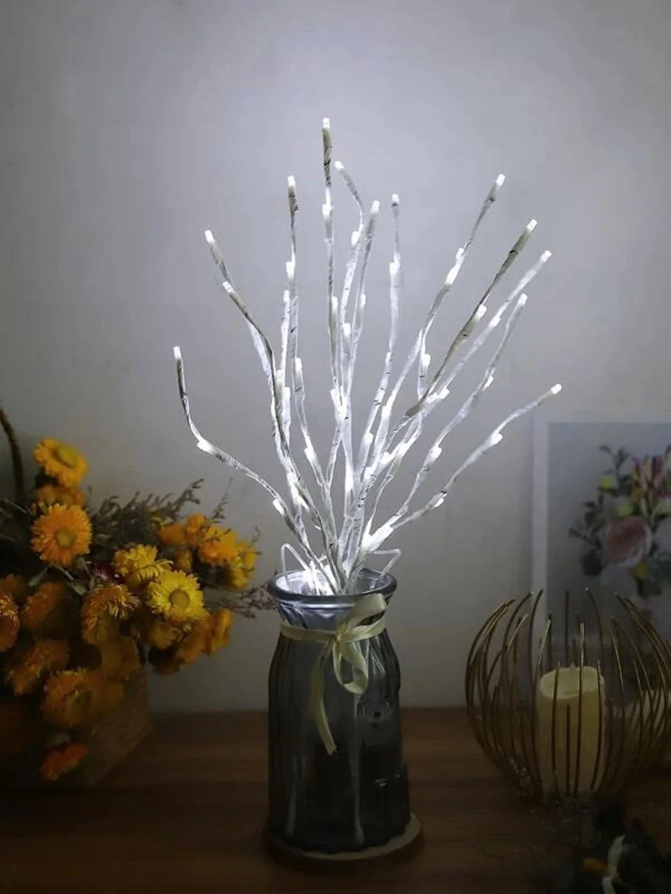 White Birch Branch Fairy Lights Battery Operated for Home and Outdoor Decor