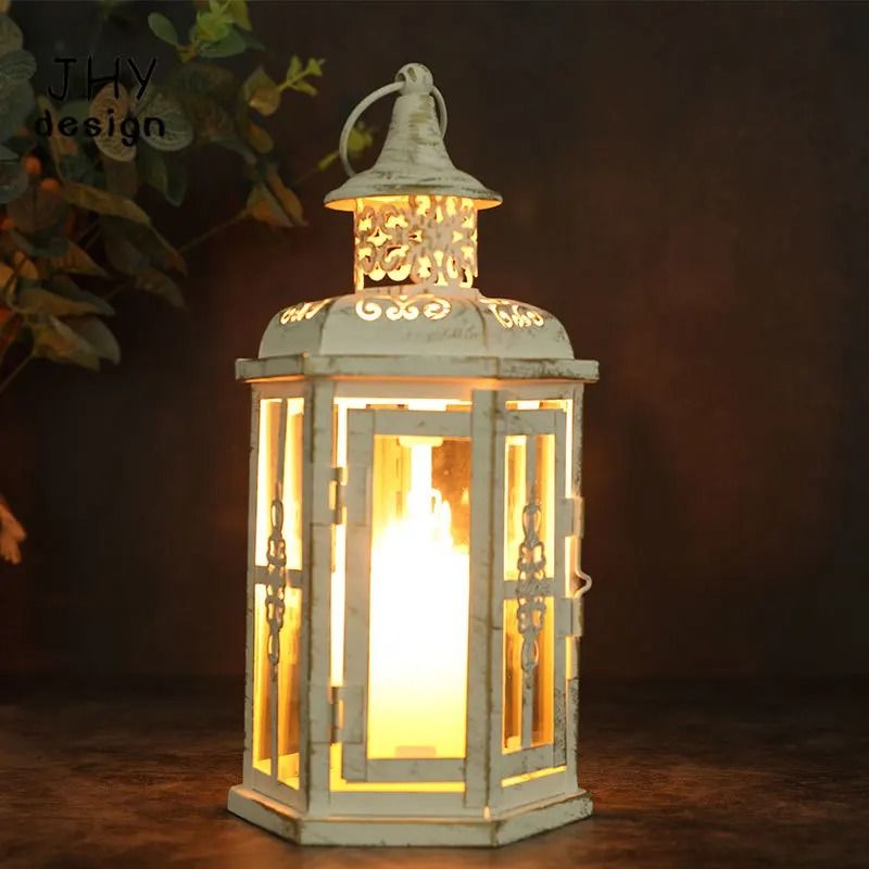 Vintage Hanging Candle Lantern – 10in Metal Decorative Candle Holder for Indoor Outdoor Events