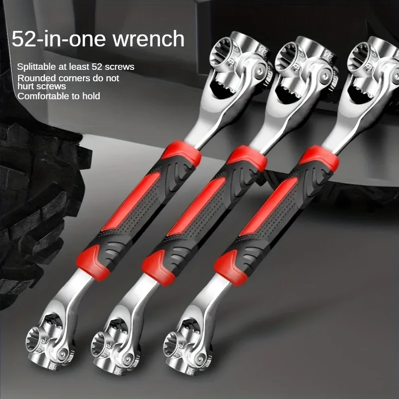 Multi-Functional Universal Socket Wrench Set Non-Slip Handle Rotating Bone Design for Superior Grip and Flexibility