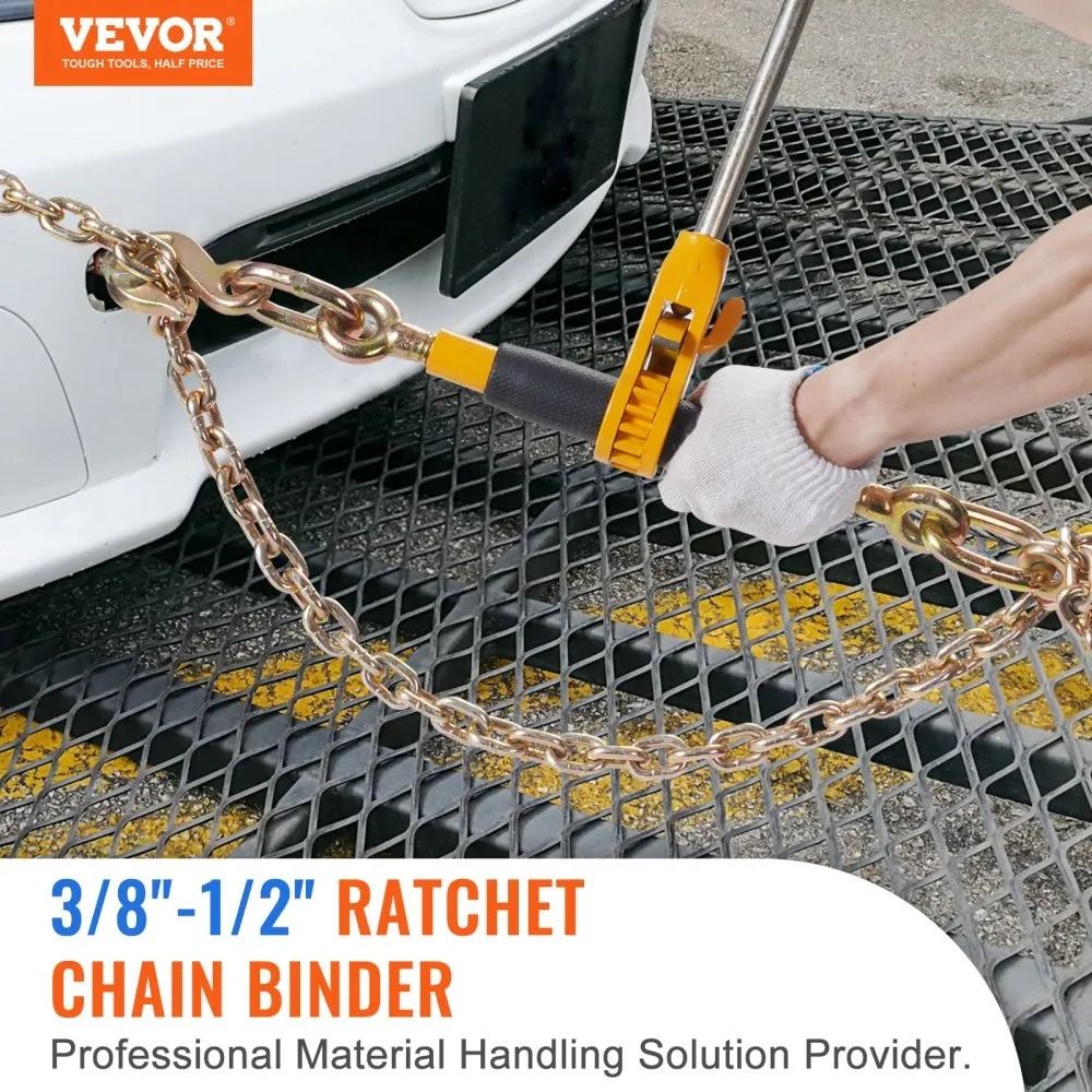 Labor-saving Anti-skid Handle Ratchet Chain Binder, Heavy Duty Load Binders with G80 Chains Labor-saving Anti-skid