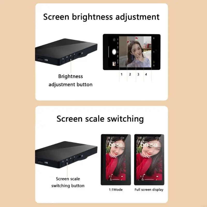 Phone Vlog Selfie Monitor Screen, Bluetooth Remote Back Camera Monitor, Compatible with Ios Android Cellphone