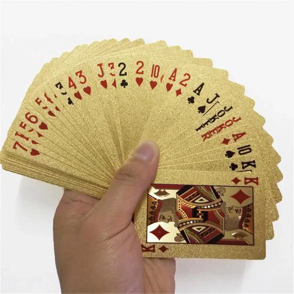 55pcs RoyalLux 24K Gold Foil Playing Cards – Waterproof Plastic Poker Deck