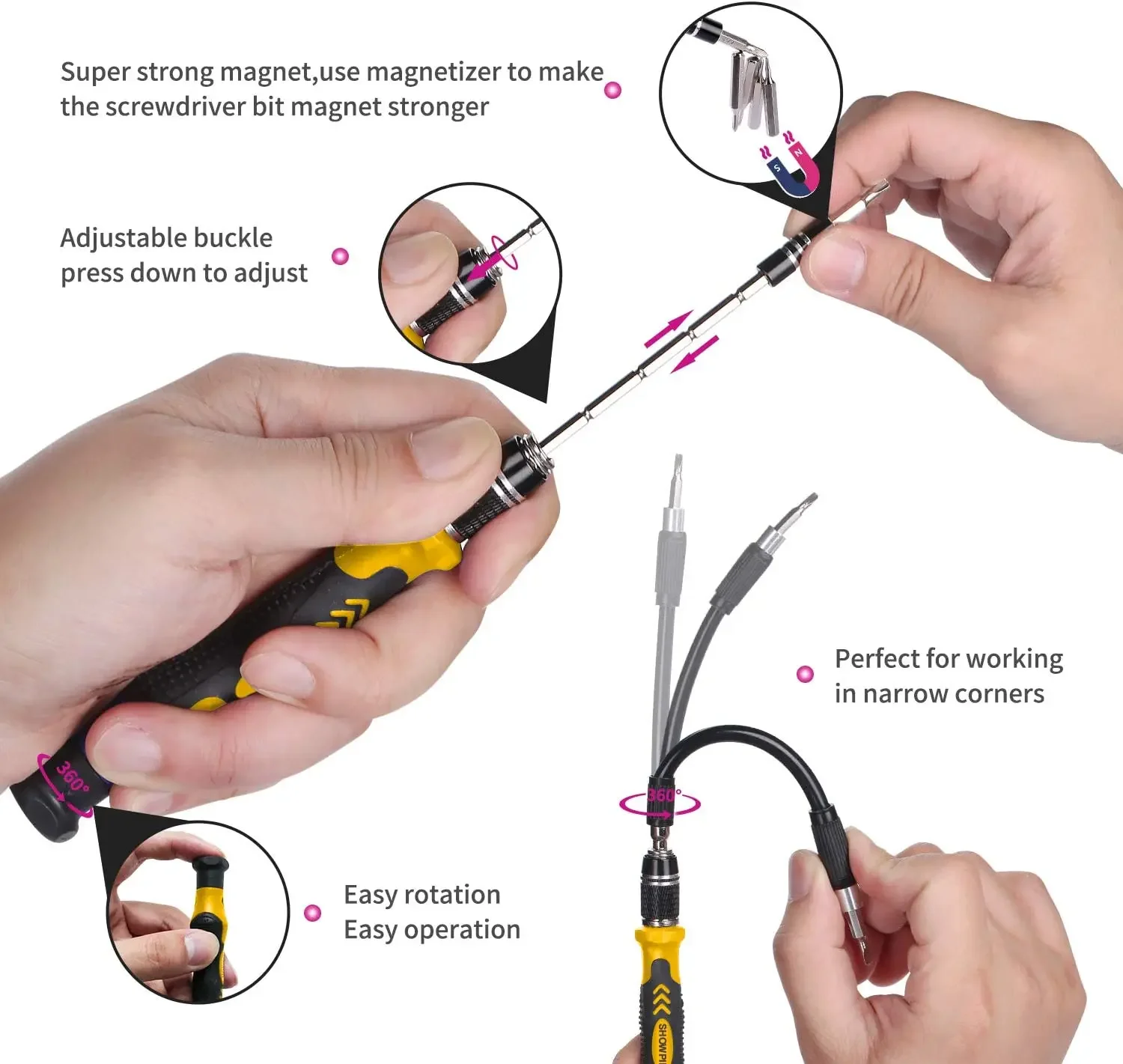 Laptop Screwdriver Kit Precision, Computer Repair Kit Magnetic, Small Impact Screwdriver Set with Case