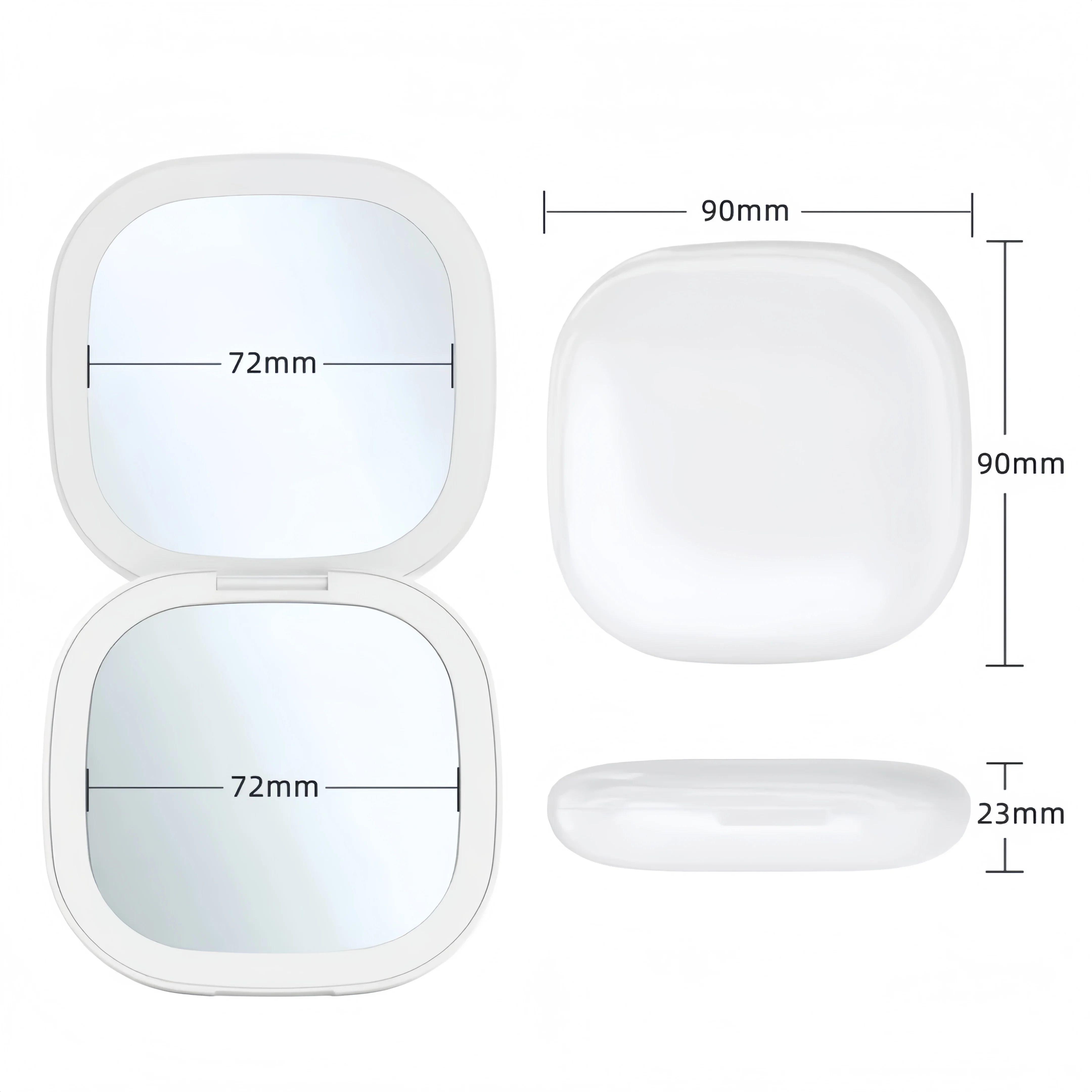 Portable LED Makeup Mirror – Double-Sided, Adjustable Color, 3x Magnification, USB Charging