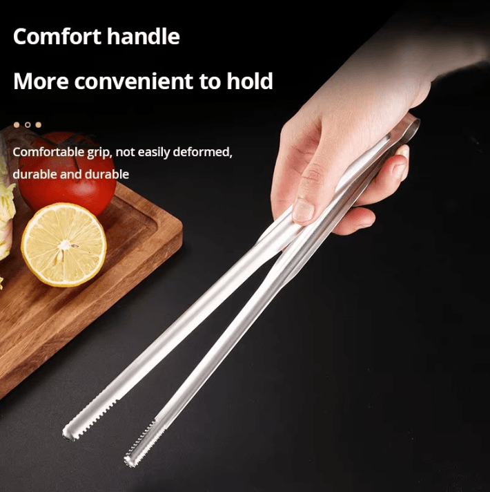 304 Stainless Steel Grill Tongs – Heavy-Duty BBQ Meat Clip for Cooking & Camping