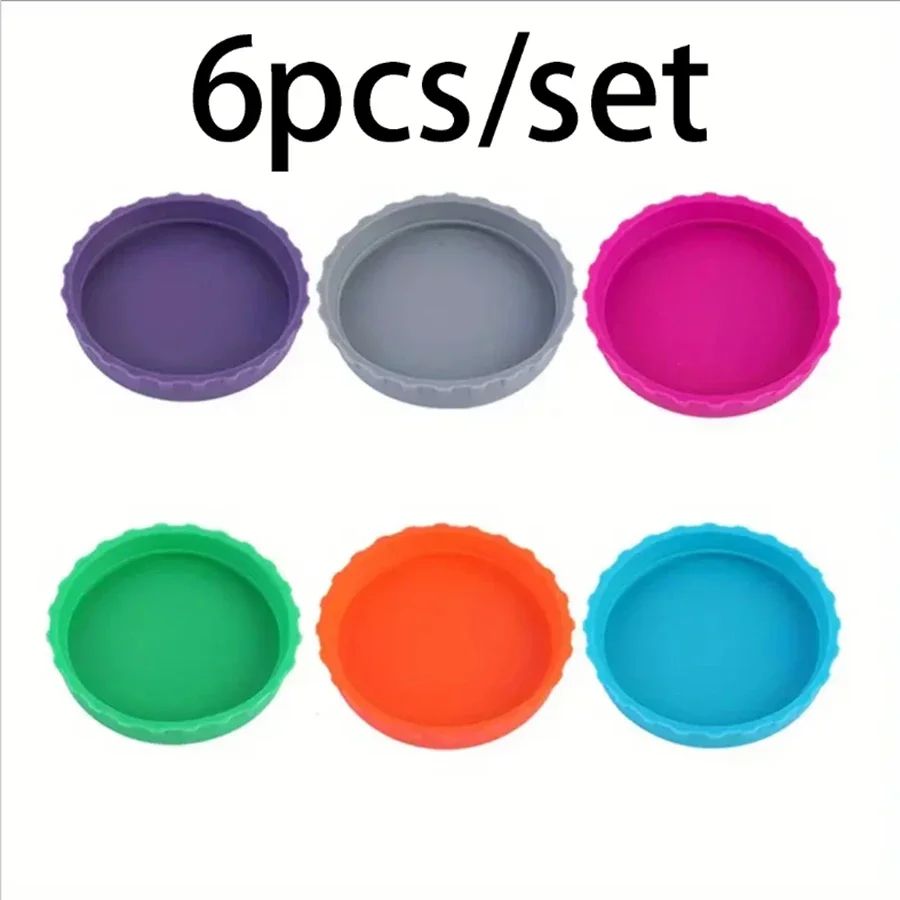 6Pcs Reusable Silicone Can Lids – Leak-Proof Soda & Beer Sealing Caps