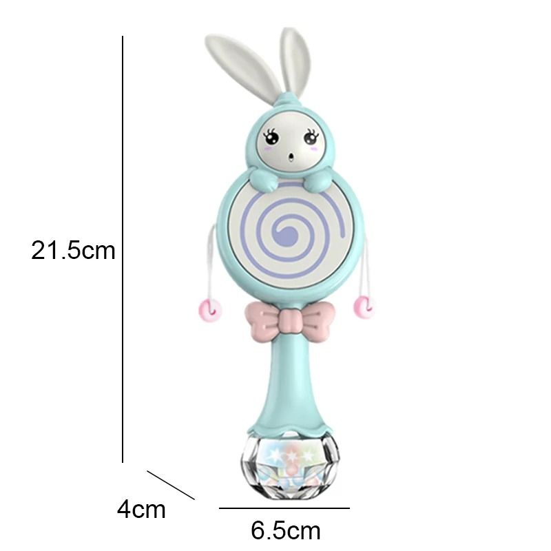 2025 Flashing Musical Rabbit Hand Bell – Early Educational Teether Rattle Toy (0-12M)
