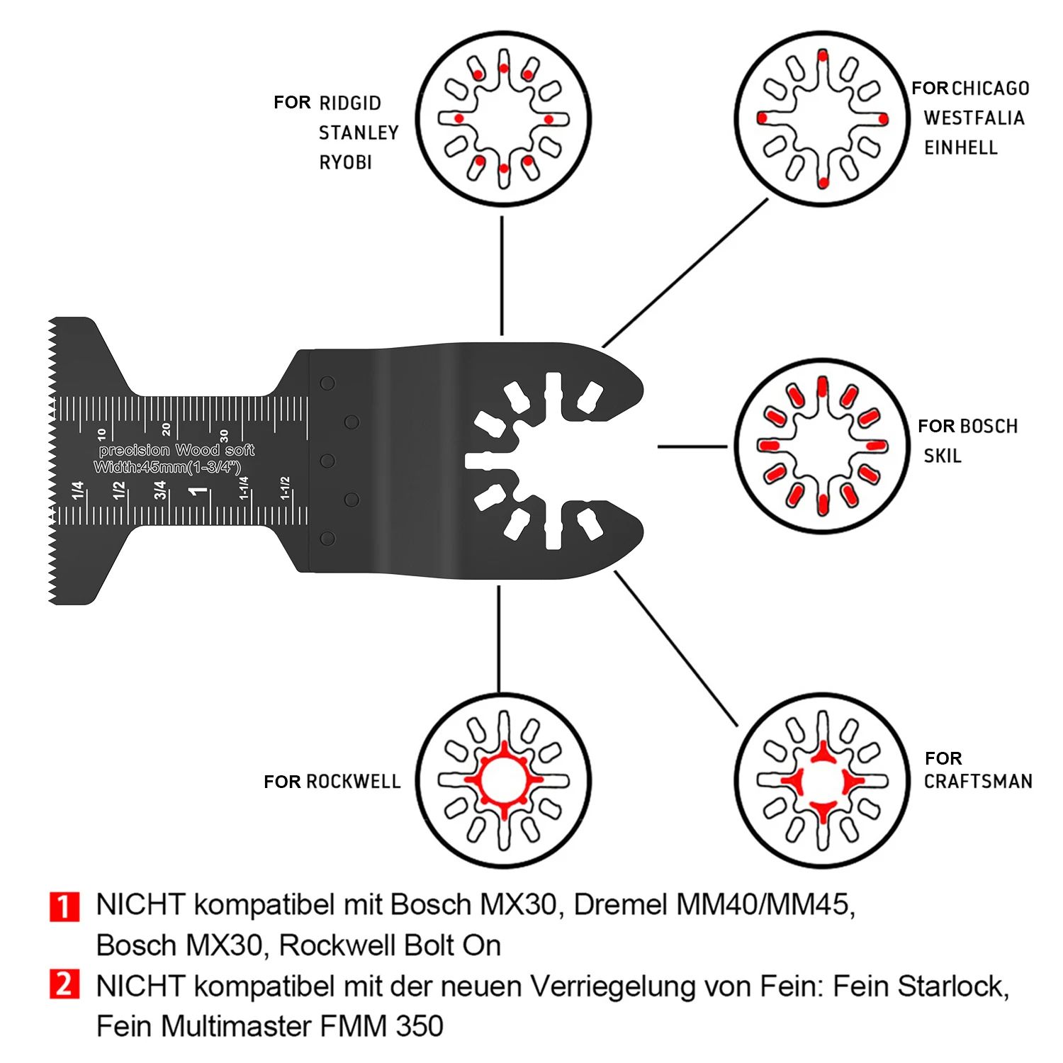 Multi Tool Oscillating Saw Blades Set High Carbon Steel Quick Release Kit
