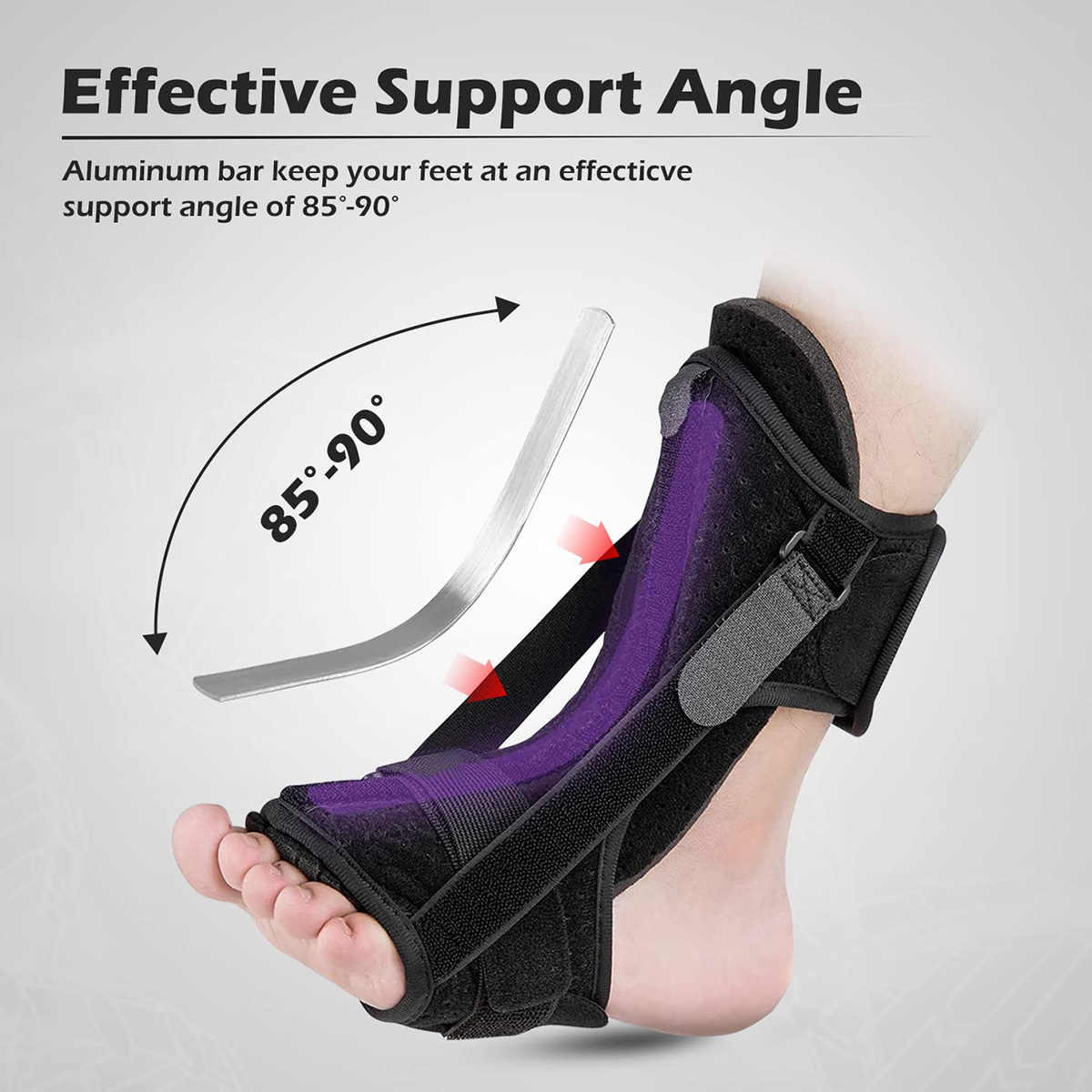 Adjustable Plantar Fasciitis Night Splint Foot Brace for Achilles Tendonitis Relief & Foot Drop Brace Support