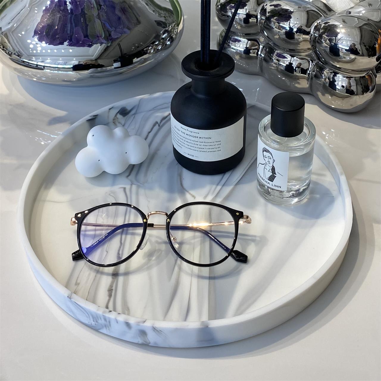 Decorative Tray for Bathroom Kitchen Countertop Storage Silicone Soap Rack Coffee Table Tray for Candles Perfumes Plants