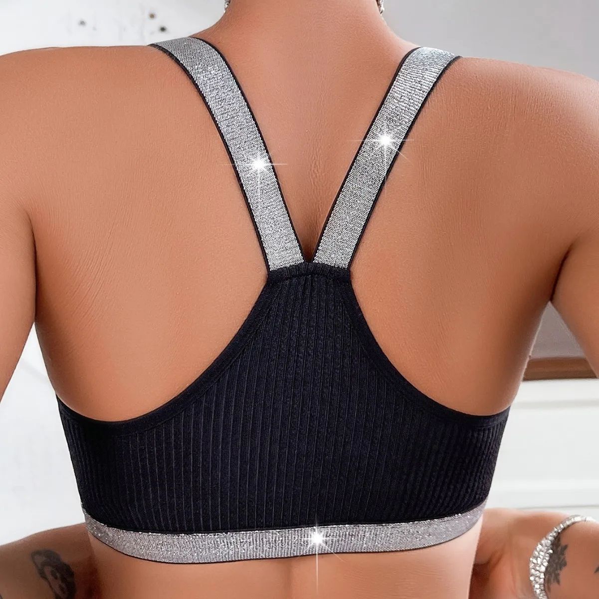 Ribbed Backless Seamless Bralette Top for Yoga & Everyday Comfort