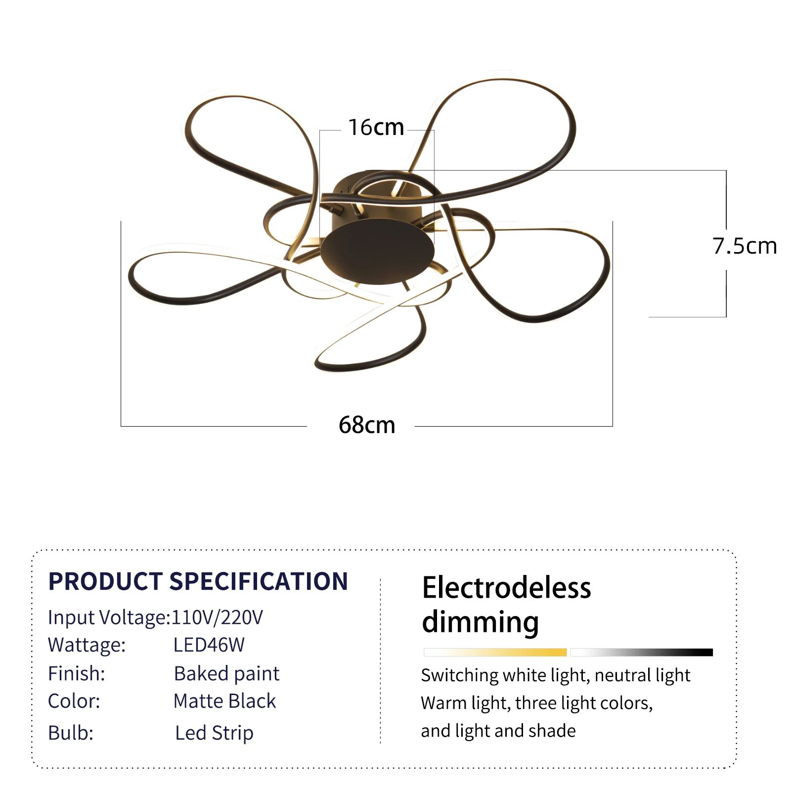 Modern Gold LED Chandelier Ceiling Light Fixture