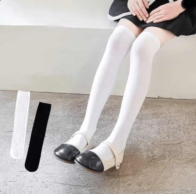 Girls Over Knee Socks Soft Long Student Stockings for Kids 1 to 12 Years
