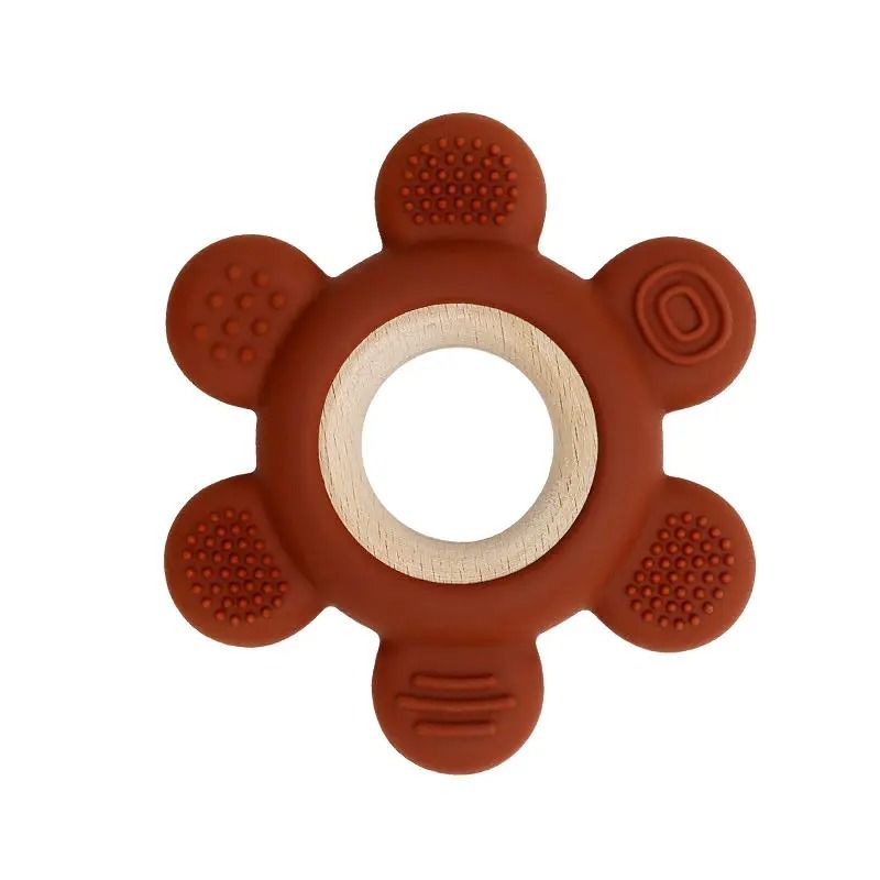 Fruit-Theme Silicone & Wooden Baby Teether – BPA-Free Infant Chewing Toy