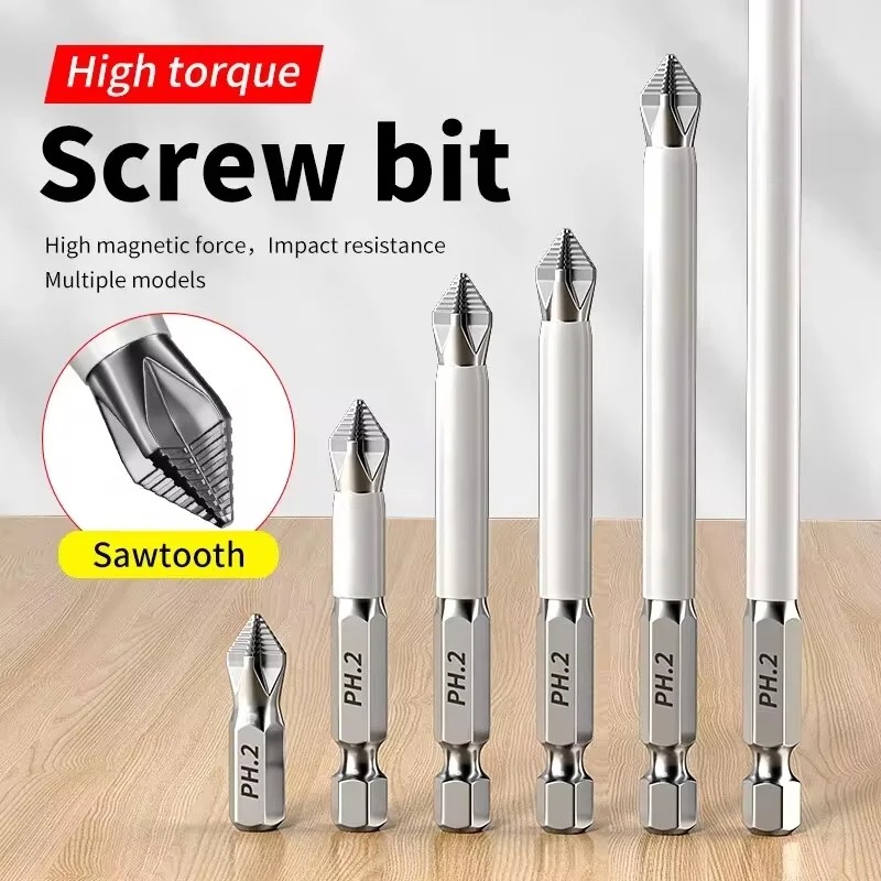 Electric Drill Cross Screwdriver Head, Strong Magnetic Anti-Slip Tool, High Hardness Extended Hexagonal