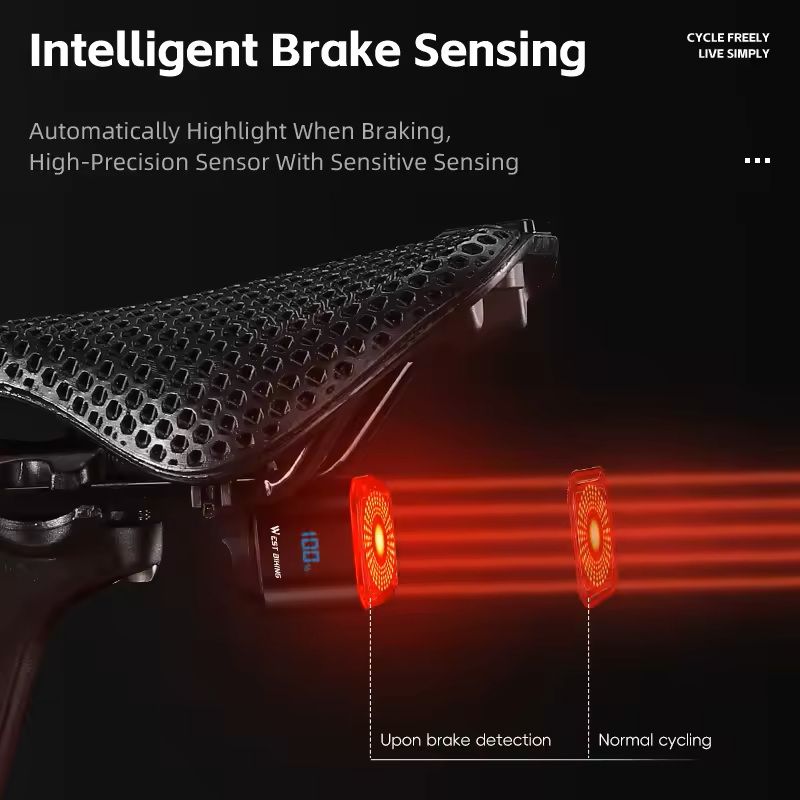 Bike Rear Light with Brake Sensing and Digital Power Display