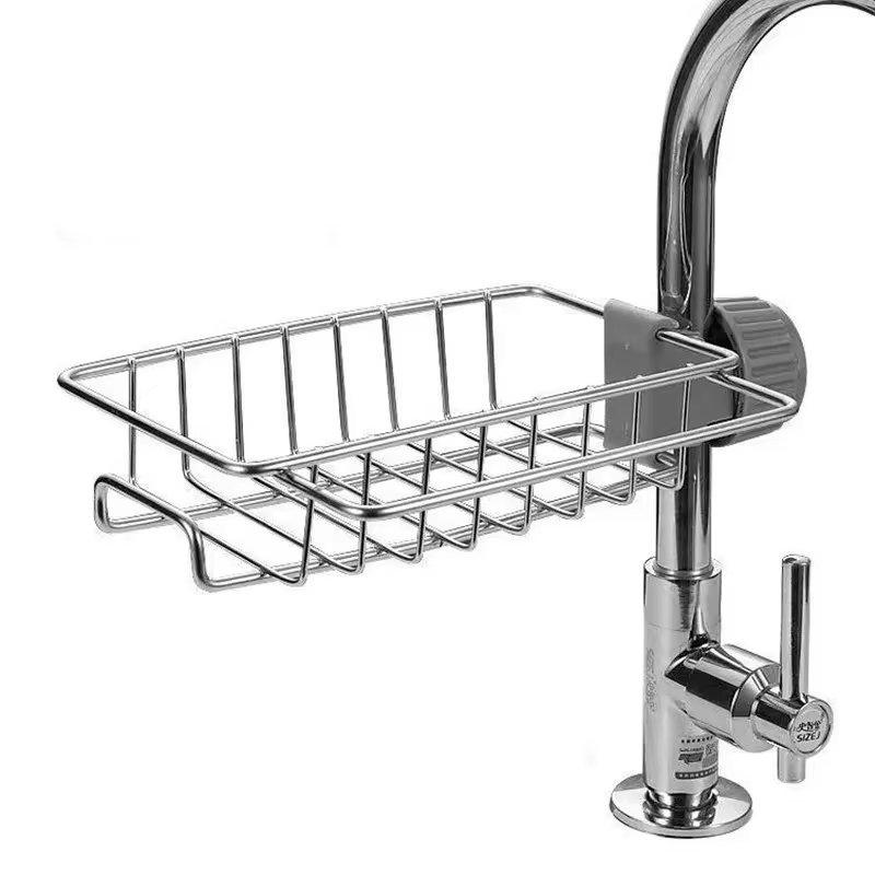 Stainless Steel Kitchen Sink Drain Rack - Multi-purpose Soap, Sponge & Towel Holder Organizer for Faucet