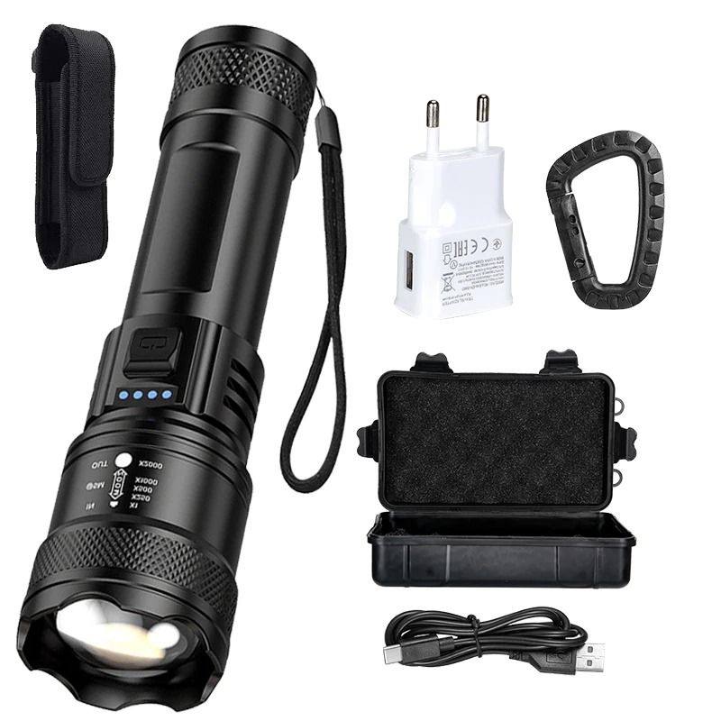 Super Bright USB Rechargeable LED Flashlight with Long Range Beam