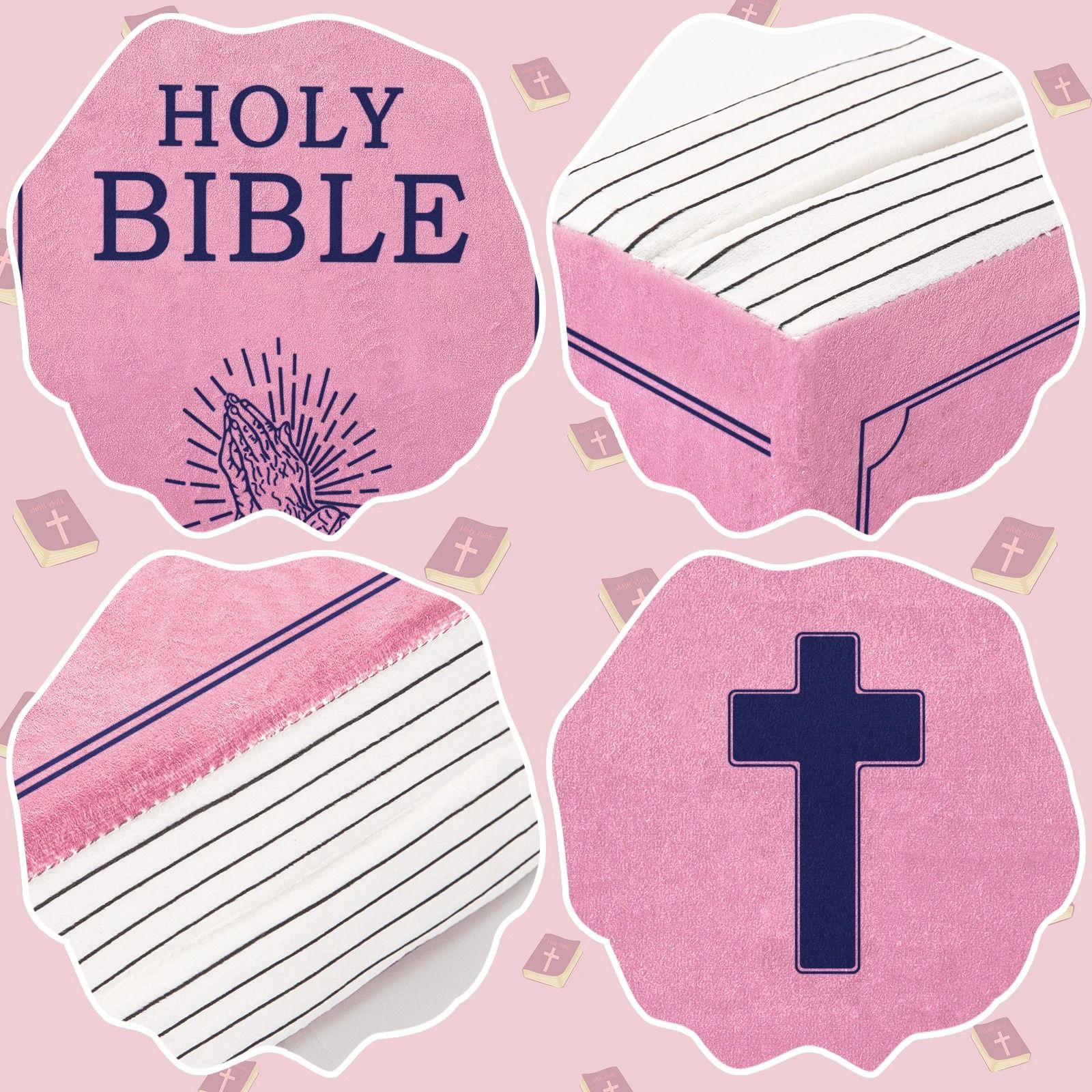 Bible Memory Foam Pillow John 3 Verse Soft Pink Throw Cushion