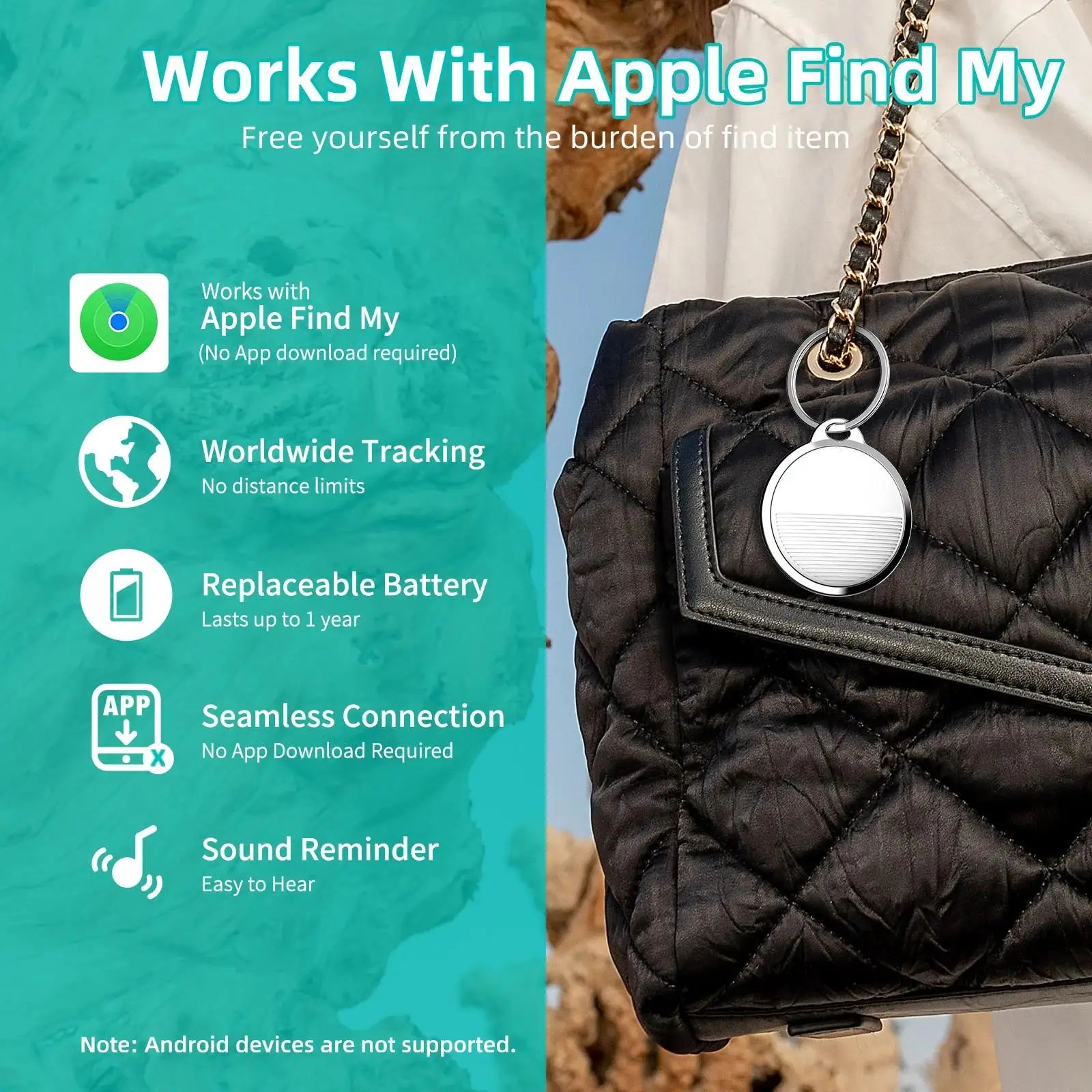 Find My Smart Bluetooth Tracker Tag – Anti-Lost Key Finder & Luggage Tracker for Keys, Pets, Bags