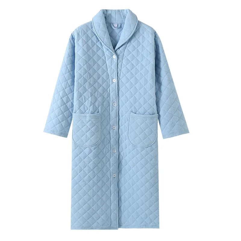 Winter Cotton Padded Dressing Gown Long Sleeve Warm Womens Home Robe