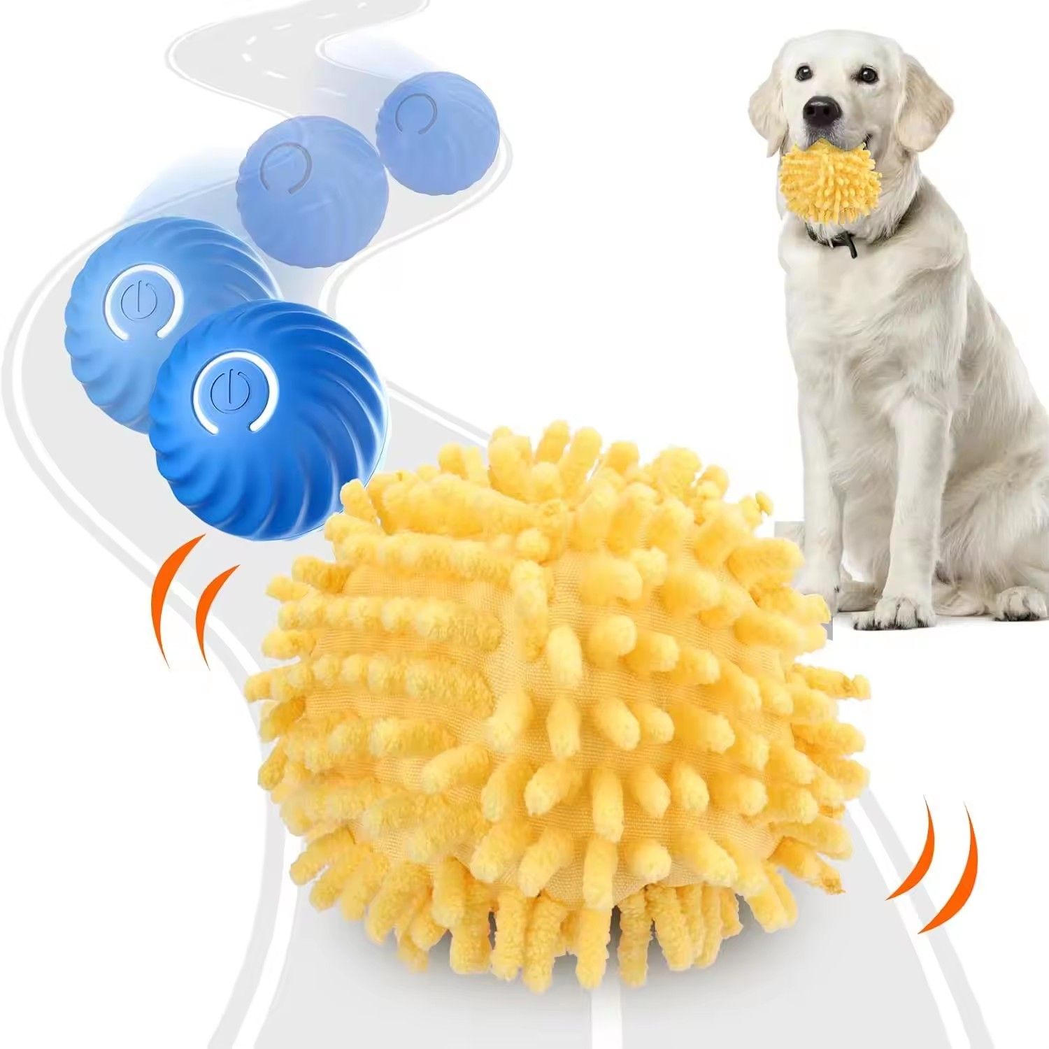 Self Rolling Dog Ball with Plush Cover, Motion Activated Interactive Toy
