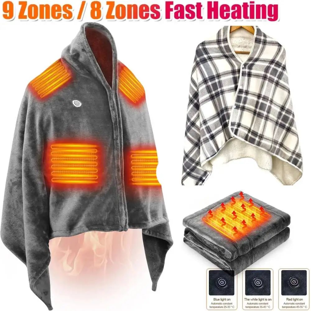 All-Season Portable USB Heated Blanket & Electric Heating Shawl – Washable, Rechargeable Outdoor Warming Wrap
