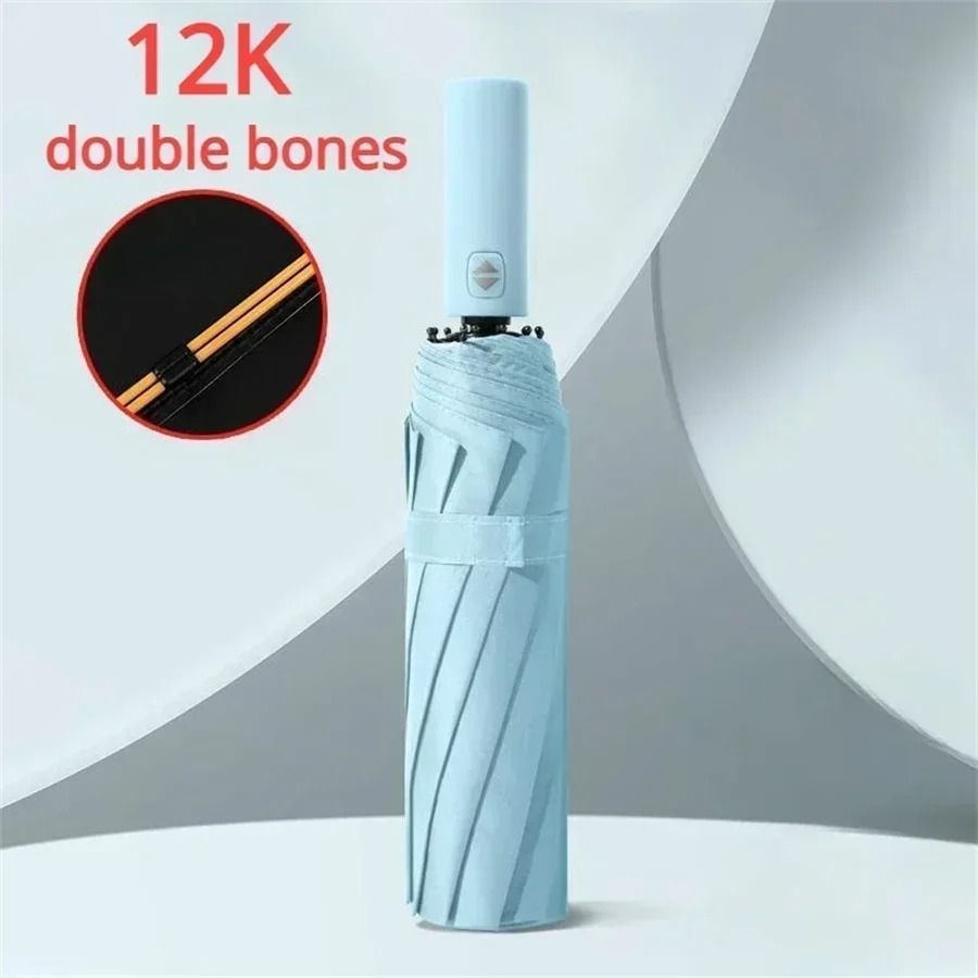 12 Bone Automatic Folding Umbrella UV Resistant Three Fold Durable Keel