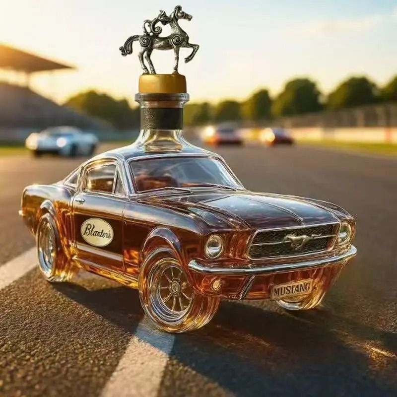 Mustang & Police Car Sculptural Glass Whiskey Decanter