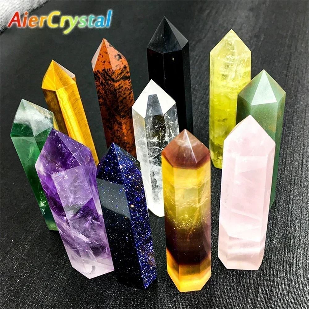 Crystal Wand Point Reiki Healing Crystals Rose Quartz and Amethyst Home Decor