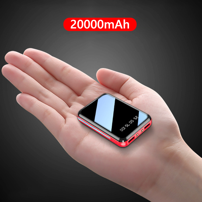 Premium Portable Charger Power Bank with Mirror Screen & LED Digital Display Compact External Battery