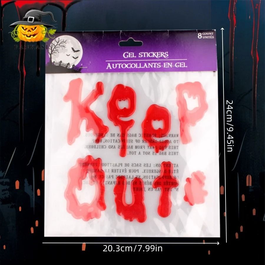 Static Cling Halloween Window Sticker With Blood Handprint Design