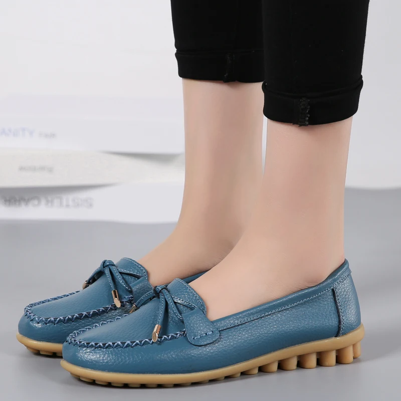 Genuine Leather New Woman Flats Shoes Ballet Flat Sneakers Soft Moccasins Ladies Boat Ballerina Espadrilles Creepers