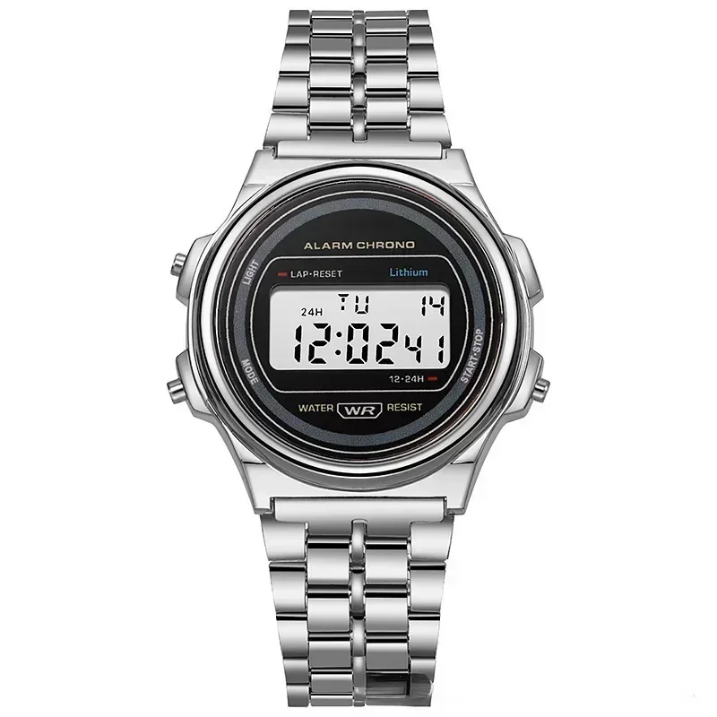 Luxury Retro Square Electronic Digital Watches Women Men Watch Rose Gold Silver Ladies Wristwatches